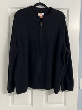 Talbots Black Knit Jacket with Full Zipper